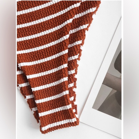 Zaful Brown and White Striped Bikini - Picture 4 of 6